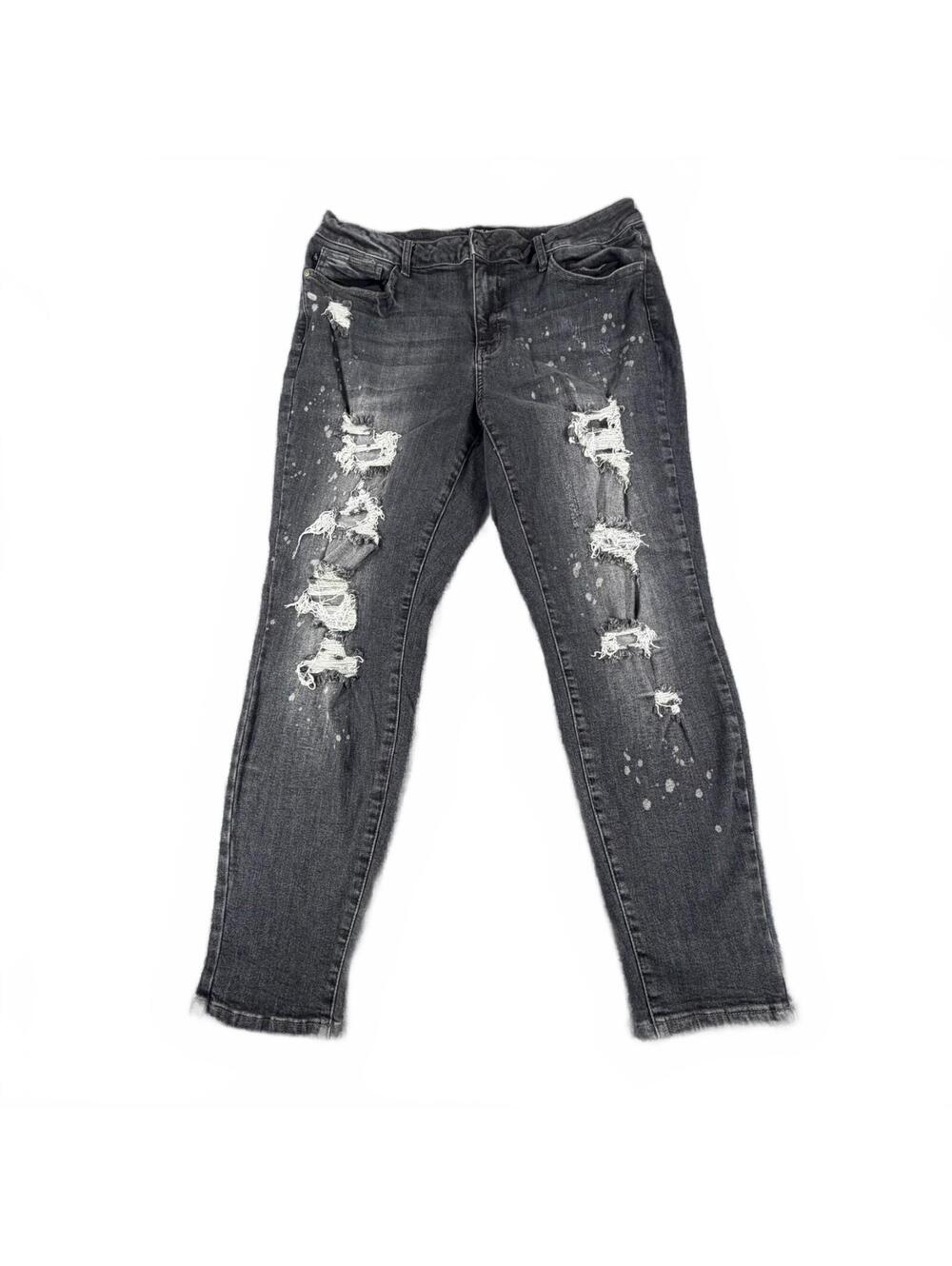 Judy Blue Boyfriend Fit Distressed Jeans Size 18W Black Wash Style JB8867